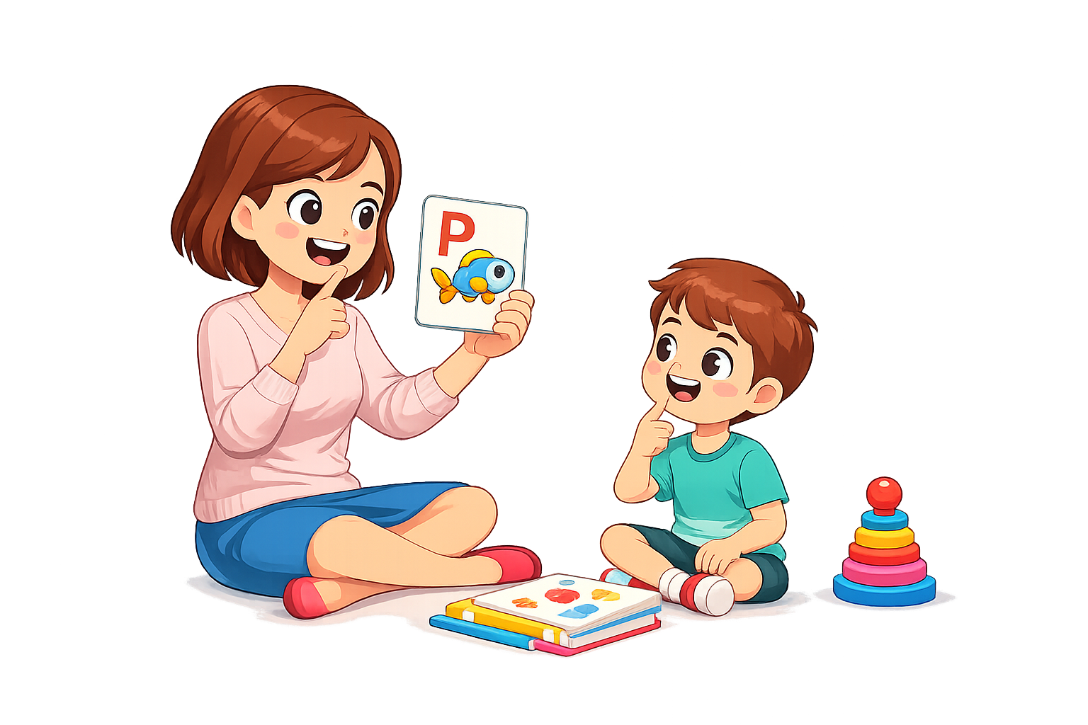 Логопед занимается с ребёнком